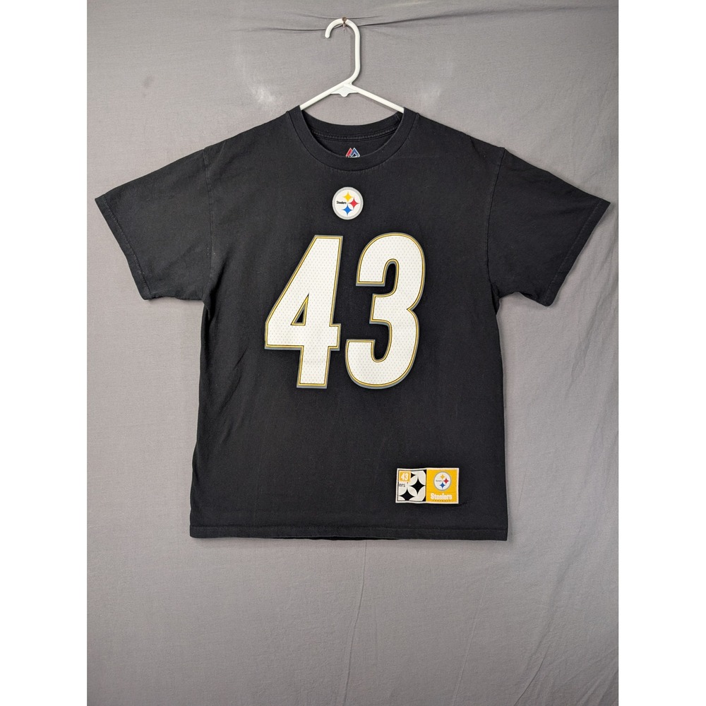 Majestic Troy Polamalu Pittsburgh Steelers Jersey‎ T-Shirt Black Large